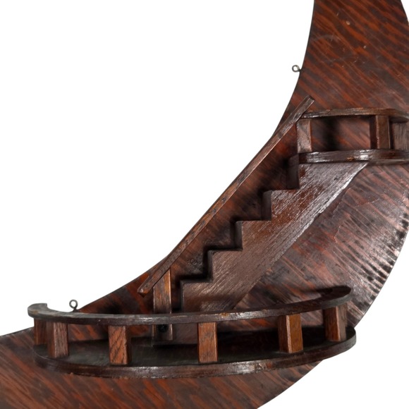 Vintage MCM Hand Made Crescent Moon Stair Step Wood Wall Shelf Celestial Decor - Picture 2 of 12